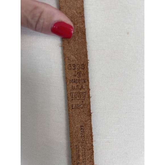Vintage Levis Strauss USA Skinny Thin Brown Leather Belt Size Large - Picture 5 of 7